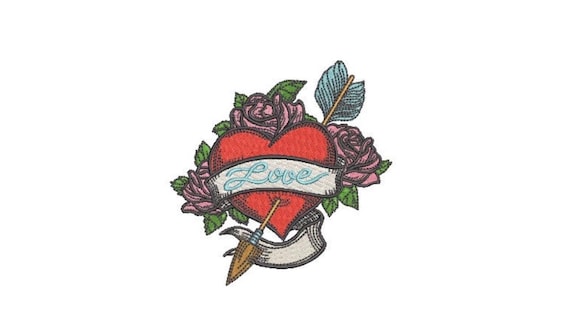 Love heart Arrow Machine Embroidery File design  - 4 x 4 inch hoop - instant download embroidery design