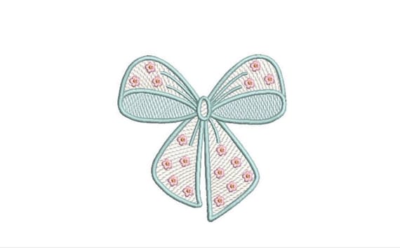Light Fill Floral Bow Machine Embroidery File design - 4 x 4 inch hoop - Monogram Design - Digital Download Bow embroidery Design