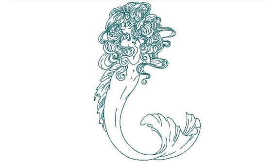 Boho Mermaid embroidery Design - Mermaid Machine Embroidery File design - 6x10 inch hoop - Ocean Embroidery