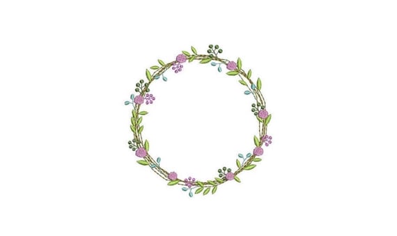Lavender Wreath Machine Embroidery File design 5x7 inch hoop