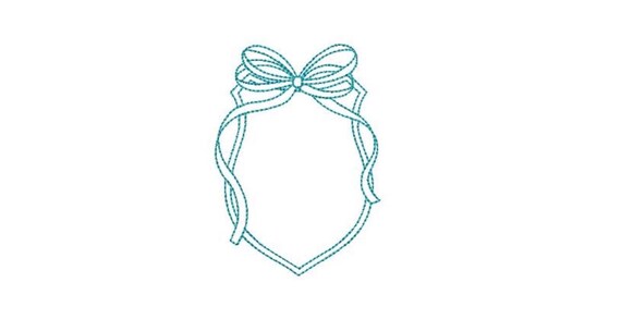 Bow Monogram Frame - Machine Embroidery File design - 4x4 inch hoop - Bow Emblem Two