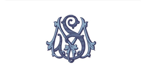 Victorian S M Monogram -  Machine Embroidery File design - 4x4 inch hoop - Vintage Monogram