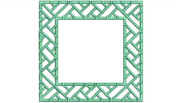 Square Bamboo Monogram Frame -Machine Embroidery File design - 6x10 hoop - instant download