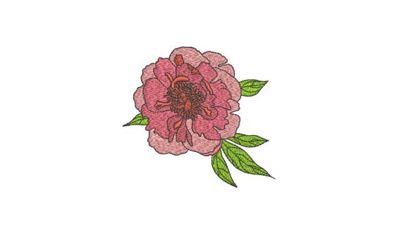 Pink Peony Machine Embroidery File design 4 x 4 inch hoop - Vintage Style