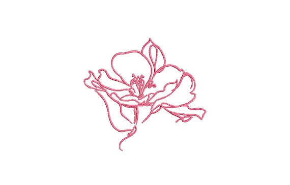 Lily Line Art Embroidery - Flower Machine Embroidery File design - 4x4 inch hoop - instant download