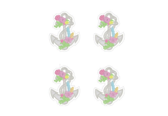 Floral Anchor Felties Machine Embroidery File design 5x7 inch hoop - instant download