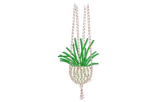 Hanging Macrame Plant Machine Embroidery File design 5 x 7 inch hoop