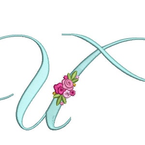 Pretty Rose Script LETTER U Machine Embroidery File design - 6 x 10 pulgadas hoop - Monogram design