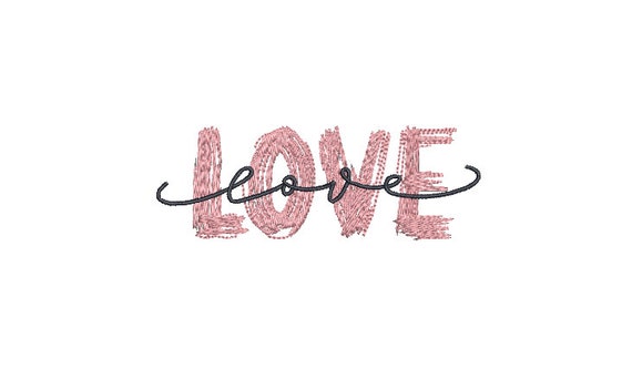 Paint Love Embroidery - Machine Embroidery File design -  4x4 inch hoop - 10cm hoop