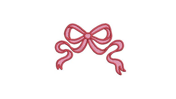 Bow Machine Embroidery File design - 4 x 4 inch hoop - Monogram Design - Pink Red Bow embroidery Design