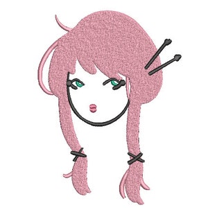 Harajuku Girl - Machine Embroidery File design - 5x7 inch hoop - Instant download - Kawaii Design