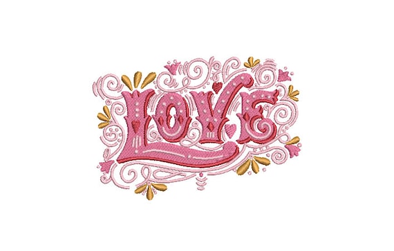 Vintage Love Embroidery - Machine Embroidery File design -  4x4 inch hoop - 10cm hoop