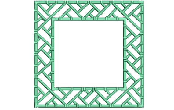 Square Bamboo Monogram Frame -Machine Embroidery File design - 6x10 hoop - instant download