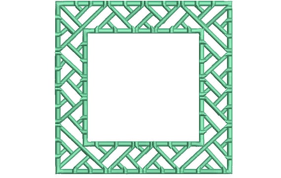 Square Bamboo Monogram Frame -Machine Embroidery File design - 6x10 hoop - instant download