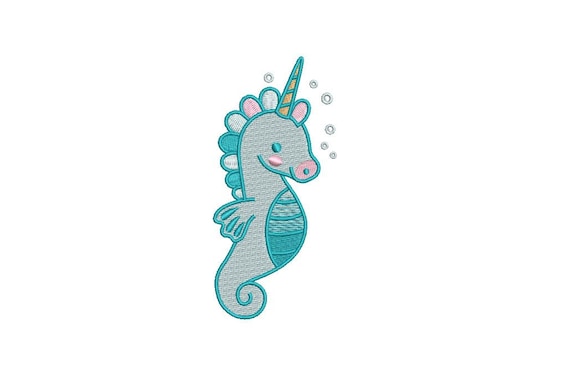 Seahorse Unicorn - Machine Embroidery File design - 4x4inch hoop - Instant download