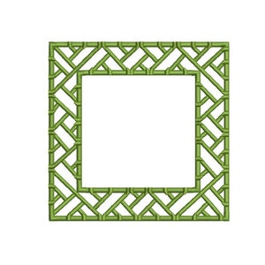 Chinoiserie Chic Monogram Bamboo Square Frame Machine Embroidery File design 4x4 hoop