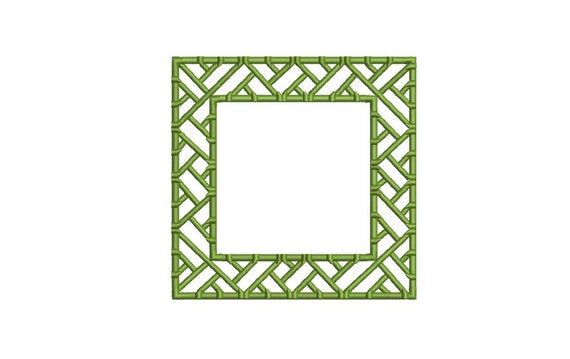 Chinoiserie Chic Monogram Bamboo Square Frame Machine Embroidery File design 4x4 hoop