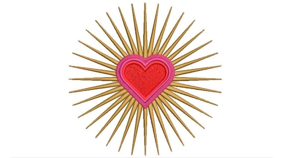 Love Heart Rays Machine Embroidery File design  - 8 x 8 inch hoop - Heart Embroidery Design