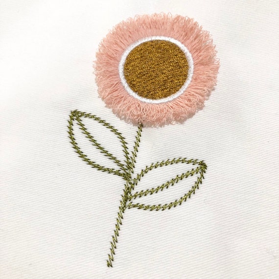 In The Hoop - 3D Fringed Flower Machine Embroidery File design  - 4x4 inch hoop - Fringe Flower