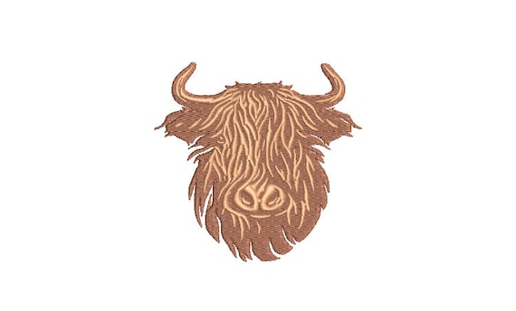 Highland Cow Embroidery -  Machine Embroidery File design -  4x4 inch hoop - Cow Design - instant download - Farm Embroidery