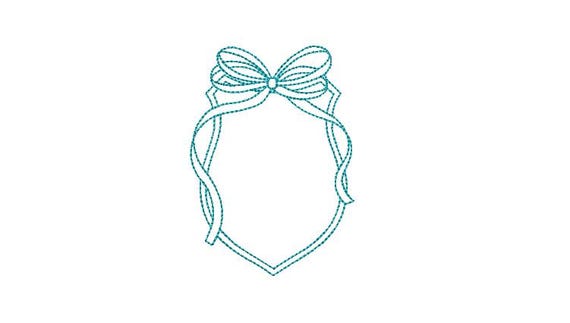Bow Monogram Frame - Machine Embroidery File design - 4x4 inch hoop - Bow Emblem Two