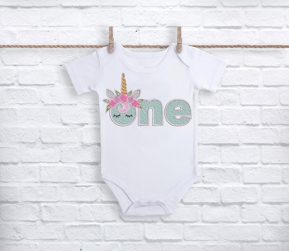 ONE Unicorn word First Birthday-  Machine Embroidery File design - 5x7 hoop - embroidery design