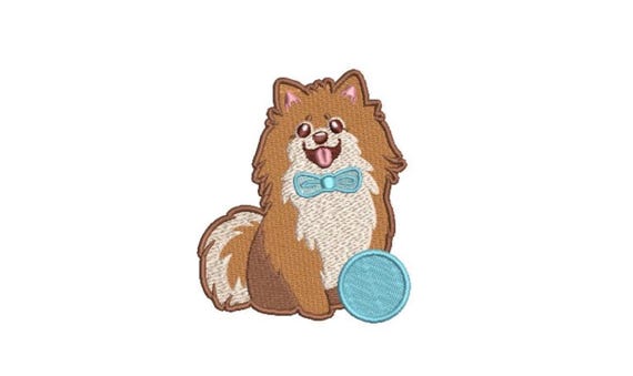 Pomeranian Machine Embroidery File design - 4x4 inch hoop - Dog Embroidery Design - Instant download