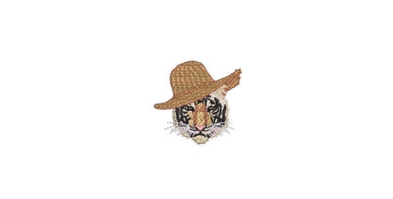 Tiger Face Red Embroidery File  - Machine Embroidery File design - 4x4 inch hoop - 6cm - Digtital File Download