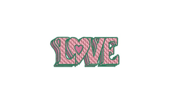 Love Stack Embroidery - Machine Embroidery File design -  4x4 inch hoop - 10cm hoop - Valentine Embroidery Download
