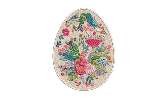 Easter Floral Egg Machine Embroidery File design - 4 x 4 inch hoop - instant download