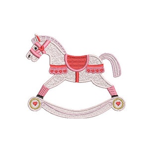 Rocking Horse Hearts Embroidery - Machine Embroidery File design 4x4 inch hoop - Instant Download - Horse Embroidery