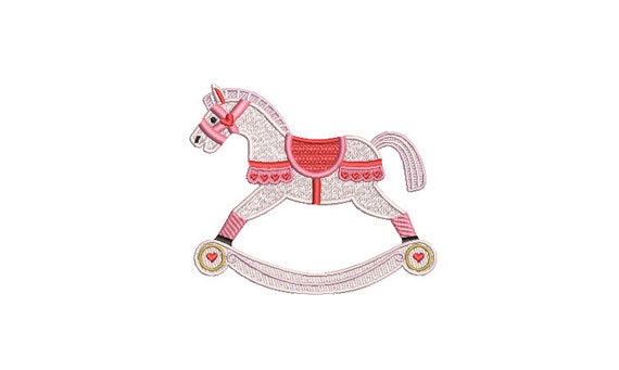 Rocking Horse Hearts Embroidery - Machine Embroidery File design 4x4 inch hoop - Instant Download - Horse Embroidery