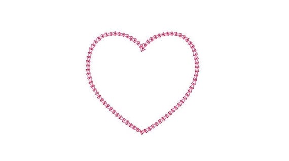 Chainstitch heart  - Machine Embroidery File design - 4x4 inch hoop - Monogram Frame - Chain Stitch Embroidery Design