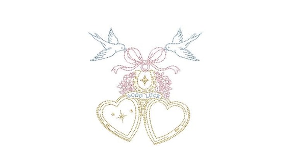 Good Luck Locket - Bluebird Bow Heart Locket Outline Monogram Frame - Machine Embroidery File design -  4x4 inch hoop