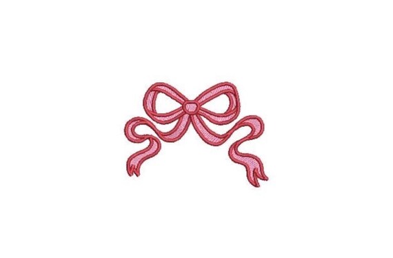 Bow Machine Embroidery File design - 3 x 3 inch hoop - Monogram Design - Pink Red Bow embroidery Design