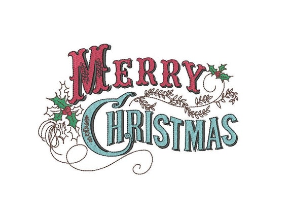 Merry Christmas Embroidery - Machine Embroidery File design  - 5x7 inch hoop - Xmas Embroidery