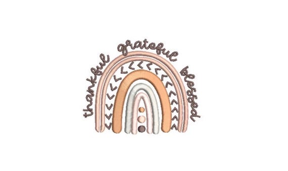 Thankful Grateful Blessed Rainbow - Machine Embroidery File design - 4x4 inch hoop - Monogram Frame - Rainbow Embroidery Design