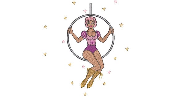 Trapeze Artist Machine Embroidery File design - 6x10 inch hoop - instant download - Rewrite the stars