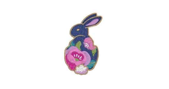 Floral Rabbit Machine Embroidery Design - Embroidery File design - 4x4 inch hoop - 10cm x 10cm hoop