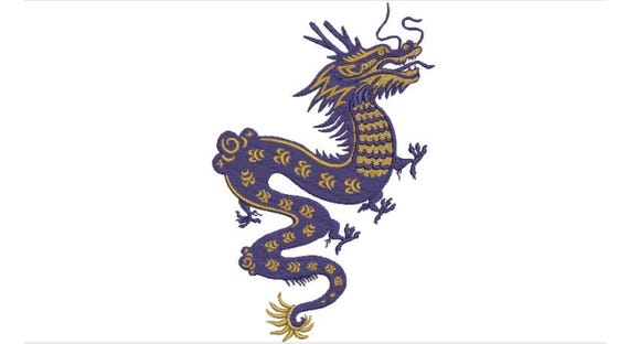 Chinese Dragon Embroidery Design -  Urban Modern Machine Embroidery File design - 6x10 inch hoop - instant download