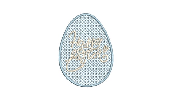 Cross Stitch Easter Egg Design - 7cm- Happy Easter Machine Embroidery File design - 4x4 inch hoop - Easter Embroidery