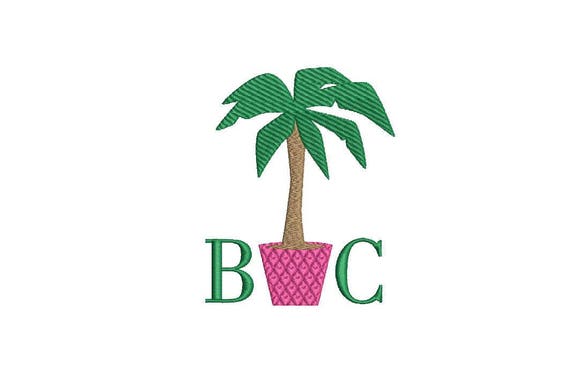 Potted Palm Tree Machine Embroidery File design - 4 x 4 inch hoop - Palm Silhouette