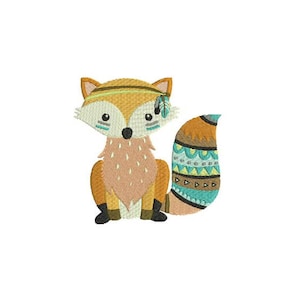 Machine Embroidery Fox Machine Embroidery File design 4x4 inch hoop Boho Fox Instant Download