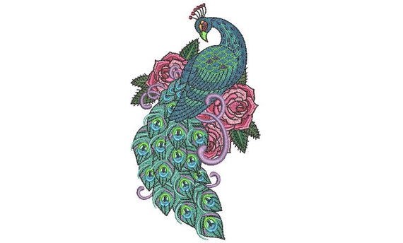 Peacock Embroidery Design -  Machine Embroidery File design 5x7 inch hoop - instant download