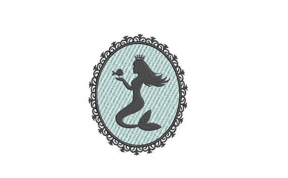 Mermaid Cameo Embroidery Design - Mermaid Silhouette - Machine Embroidery File design - 4x4 inch hoop - instant download