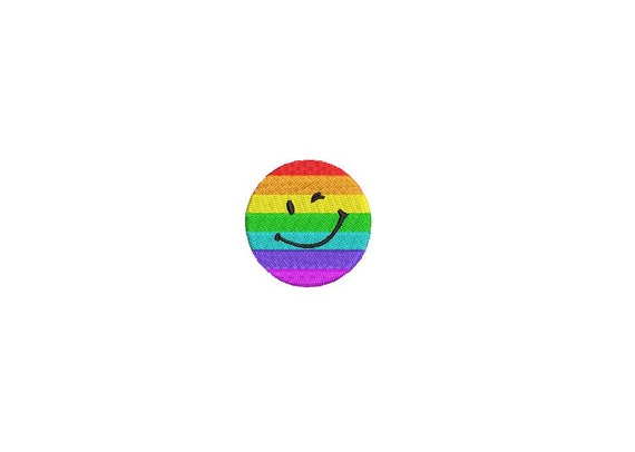 Rainbow Winking Face Embroidery Mini 4cm Embroidery File design 4x4 hoop