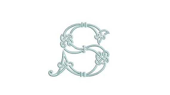 Antique S Knotted Monogram -  Machine Embroidery File design - 4x4 inch hoop - Vintage Monogram