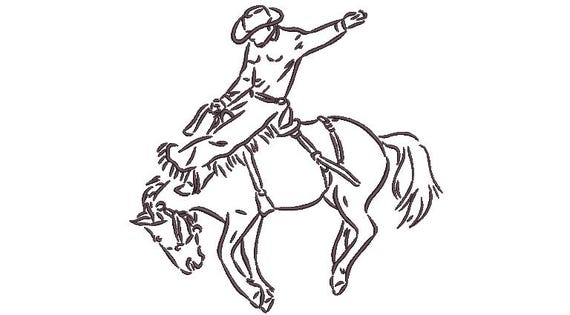 Rodeo Cowboy Machine Embroidery File design - 8x8 inch hoop - Western Embroidery Design Download