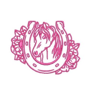 Hoefijzerbloemen - Western Machine Embroidery Bestandsontwerp - 4 x 4 inch hoepel - Cowgirl Design - Hoefijzerborduurwerk
