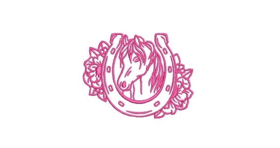 Horse shoe flowers  - Western Machine Embroidery File design - 4x4 inch hoop - Cowgirl Design - Horseshoe Embroidery